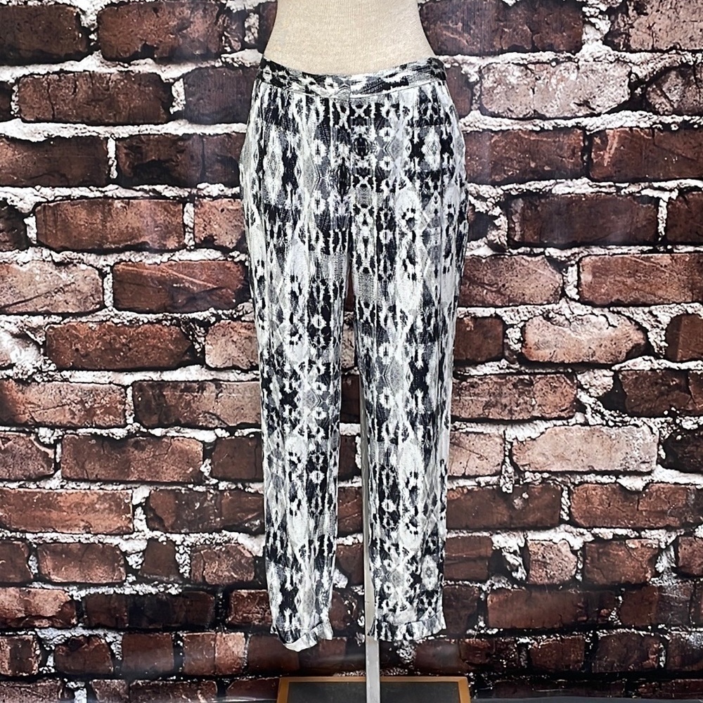 Paige Pants Silver Black Printed Silky Satin Pockets Size Small - Picture 9 of 14